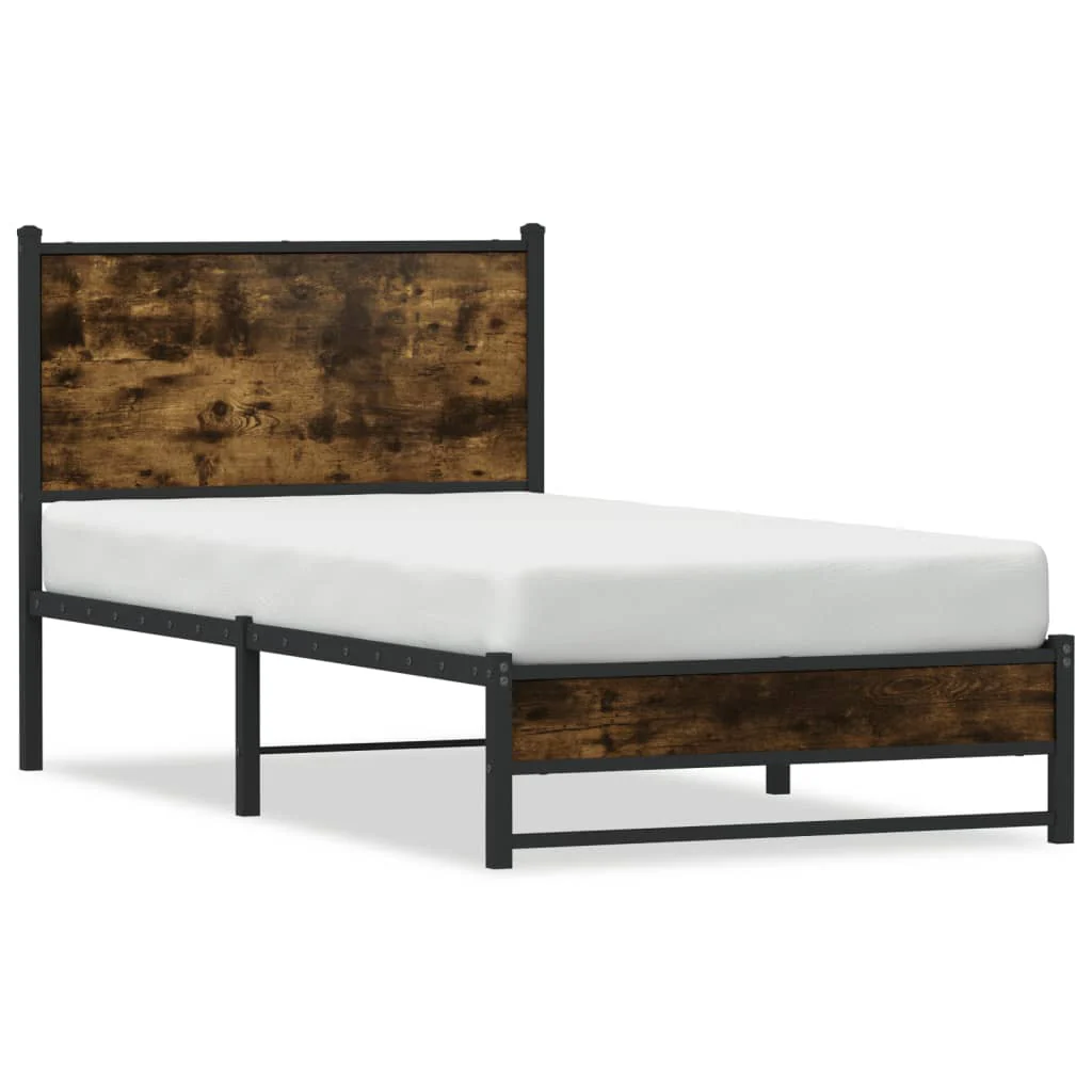 sengeramme uden madras 80x200 cm metal røget egetræsfarve - Image 2