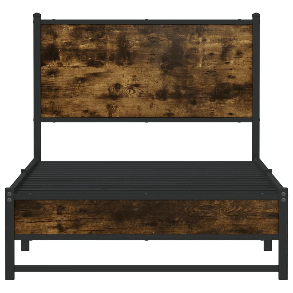 sengeramme uden madras 80x200 cm metal røget egetræsfarve - Image 5