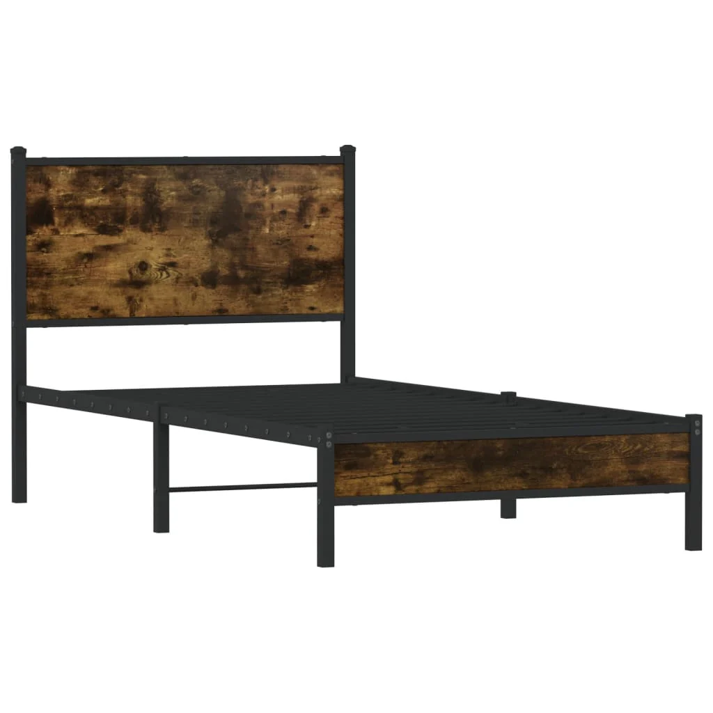 sengeramme uden madras 80x200 cm metal røget egetræsfarve - Image 3
