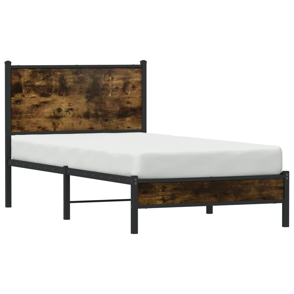 sengeramme uden madras 80x200 cm metal røget egetræsfarve - Image 4