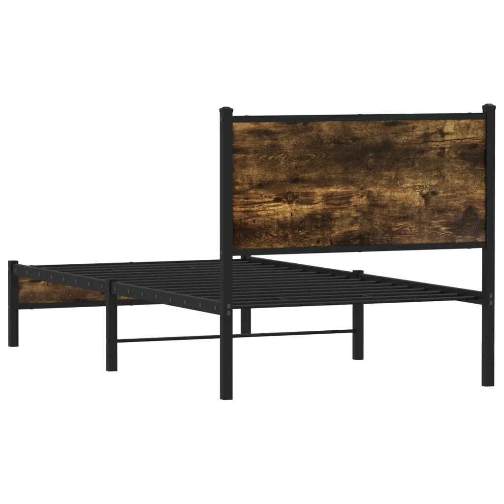 sengeramme uden madras 80x200 cm metal røget egetræsfarve - Image 7