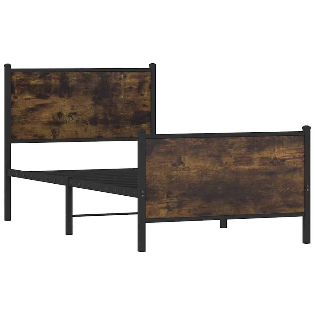 sengeramme uden madras 80x200 cm metal røget egetræsfarve - Image 3