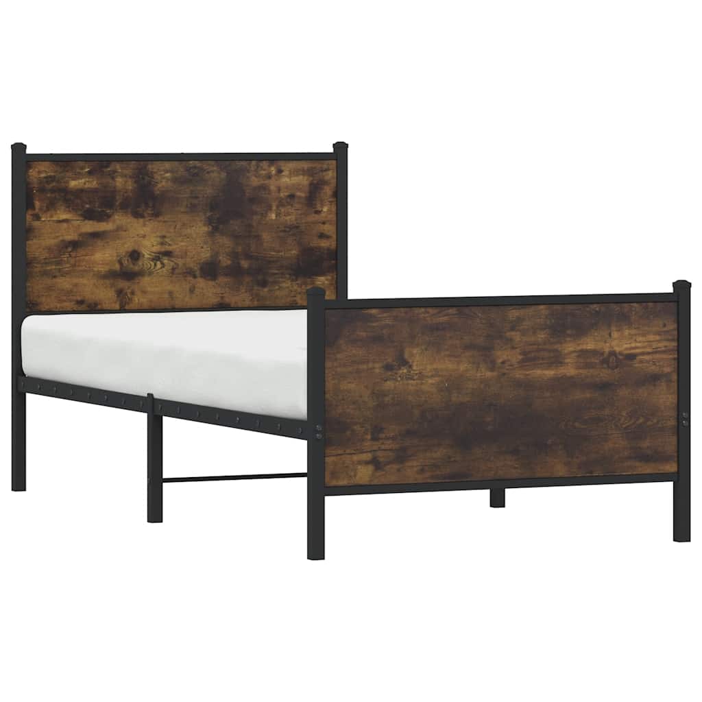 sengeramme uden madras 80x200 cm metal røget egetræsfarve - Image 4