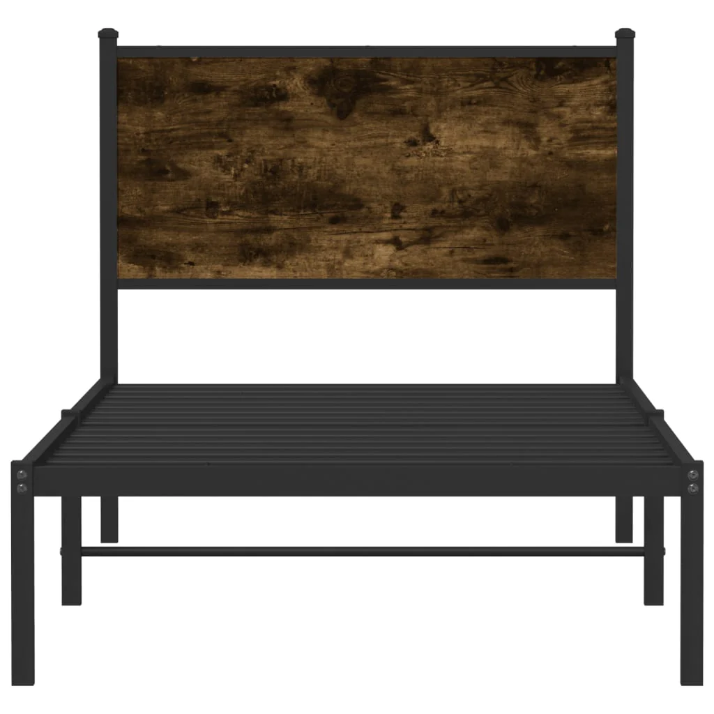 sengeramme uden madras 80x200 cm metal røget egetræsfarve - Image 5