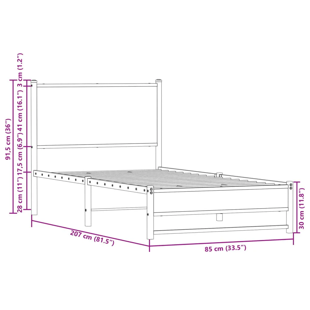 sengeramme uden madras 80x200 cm metal sonoma-eg - Image 9