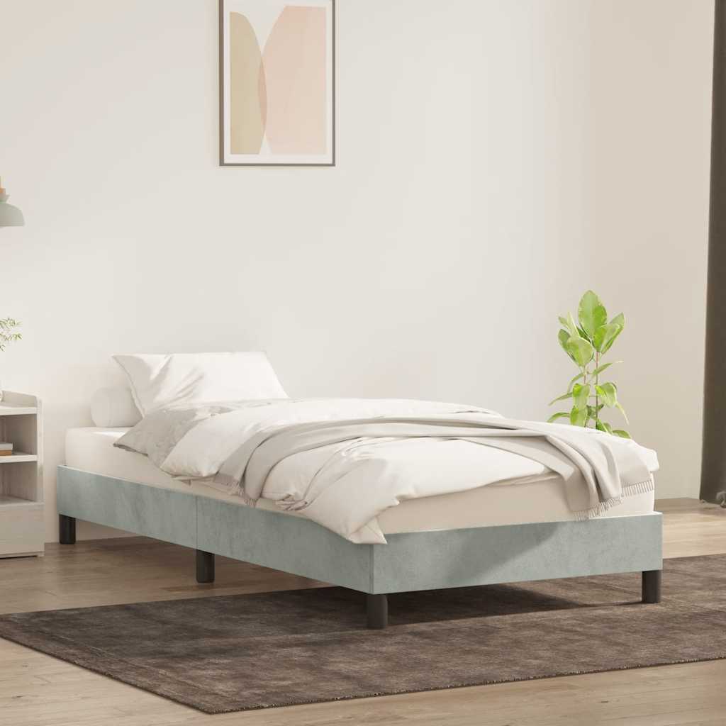 sengeramme uden madras 80x210 cm fløjl lysegrå - Image 3