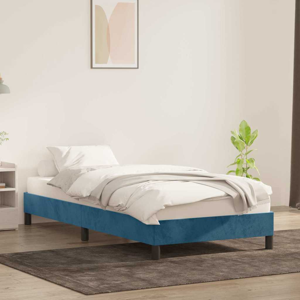 sengeramme uden madras 80x210 cm fløjl mørkeblå - Image 3