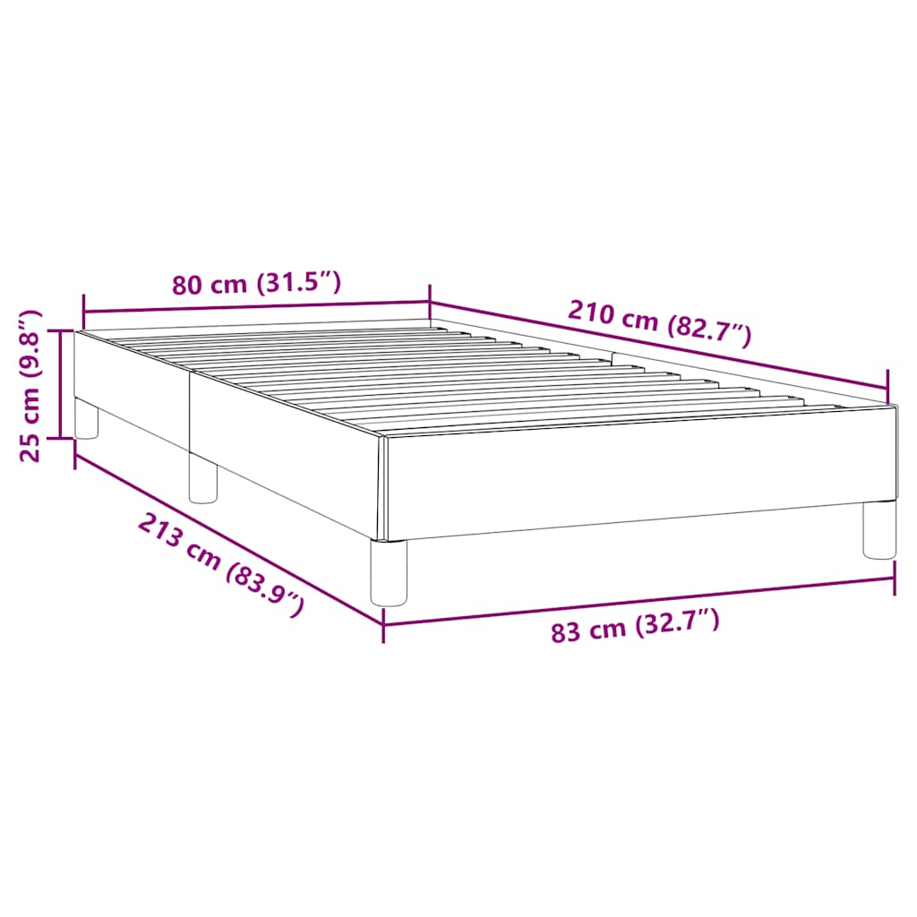 sengeramme uden madras 80x210 cm fløjl mørkegrå - Image 9