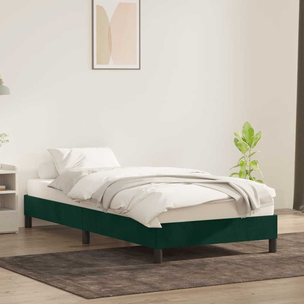 sengeramme uden madras 80x210 cm fløjl mørkegrøn - Image 3