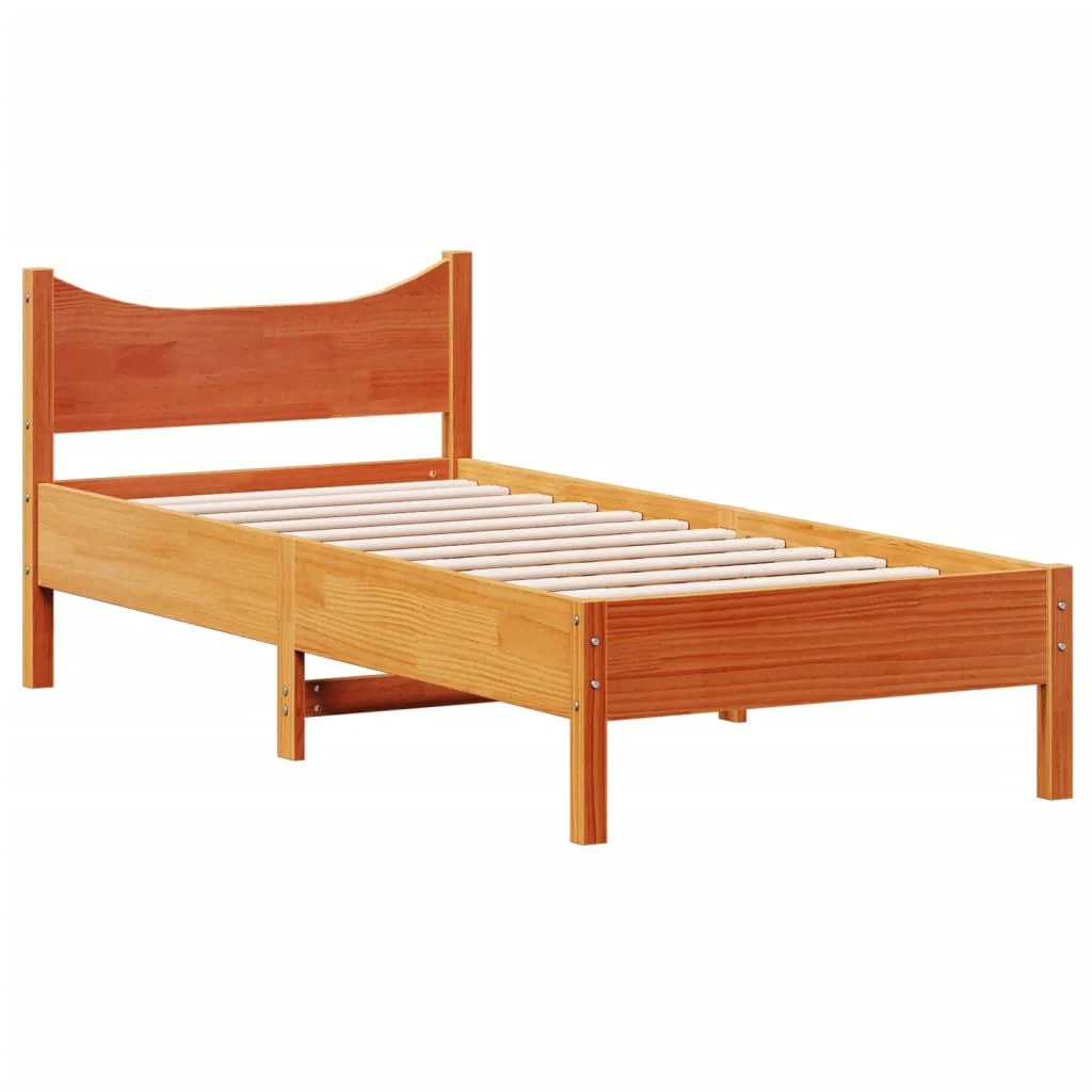 sengeramme uden madras 90x190 cm massivt fyrretræ gyldenbrun - Image 3