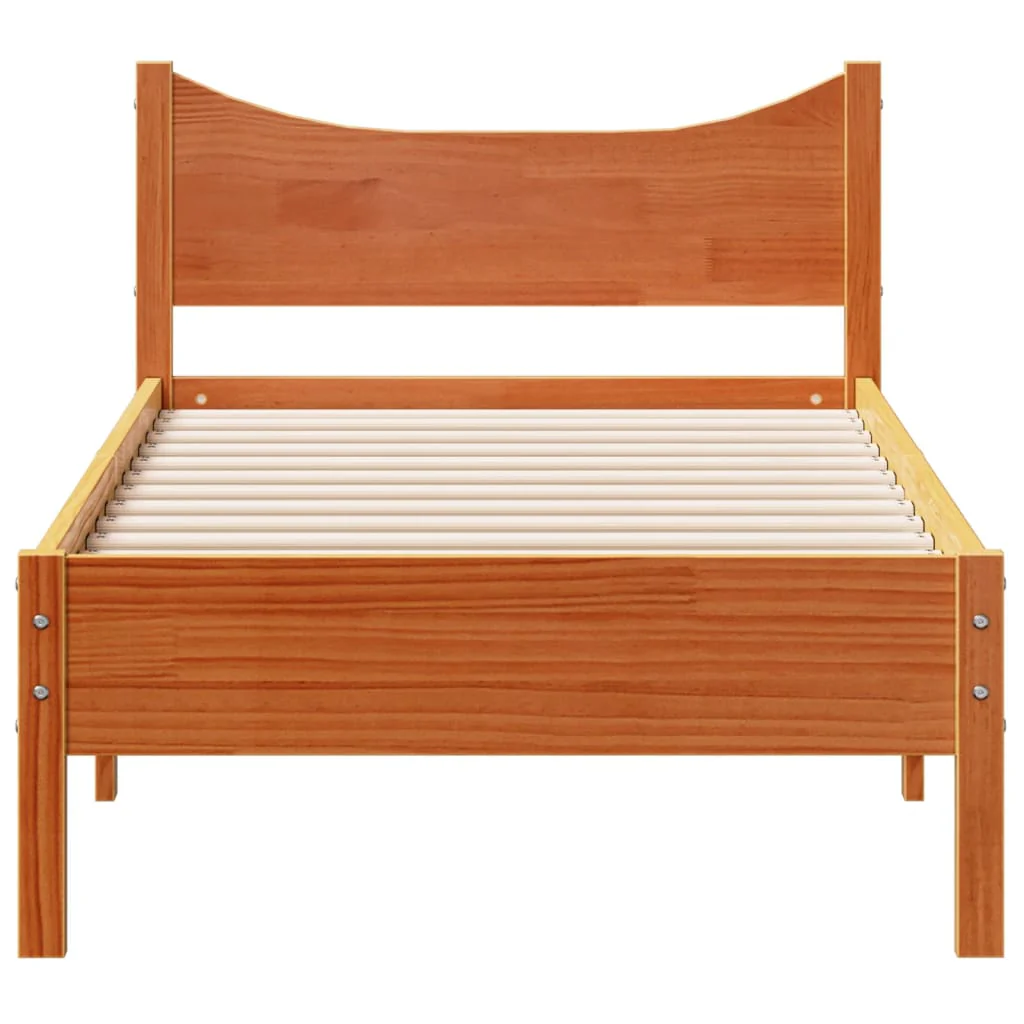 sengeramme uden madras 90x190 cm massivt fyrretræ gyldenbrun - Image 4