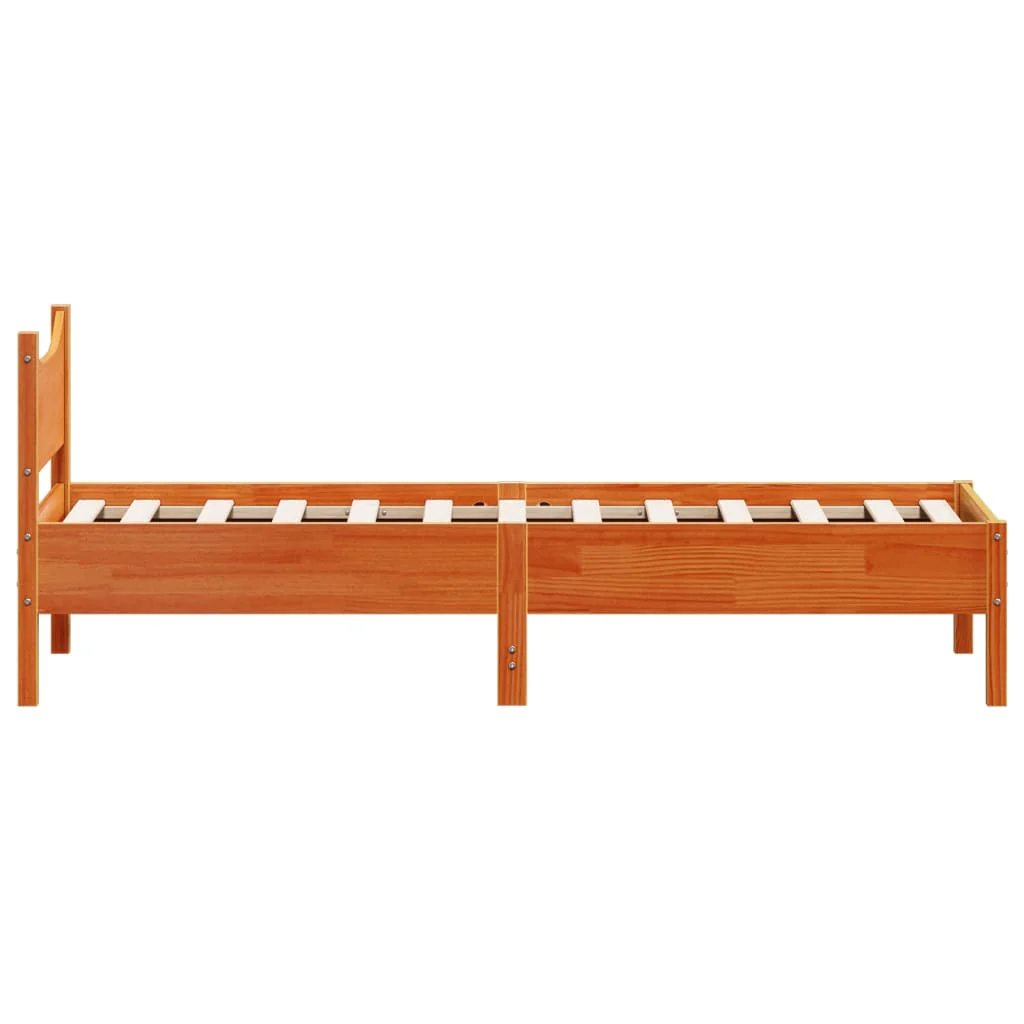 sengeramme uden madras 90x190 cm massivt fyrretræ gyldenbrun - Image 5