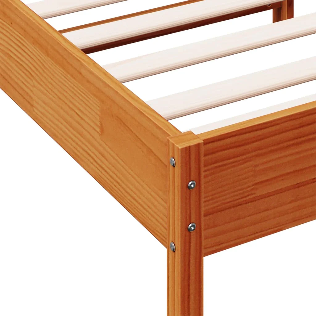 sengeramme uden madras 90x190 cm massivt fyrretræ gyldenbrun - Image 7