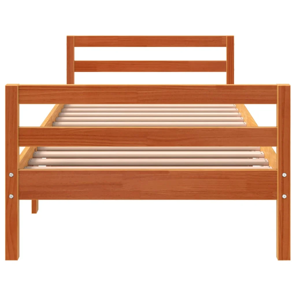 sengeramme uden madras 90x190 cm massivt fyrretræ gyldenbrun - Image 4