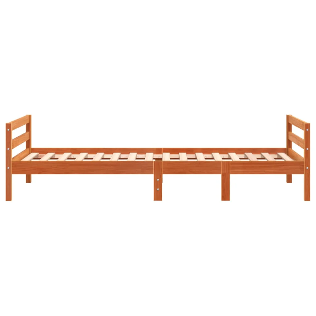 sengeramme uden madras 90x190 cm massivt fyrretræ gyldenbrun - Image 5