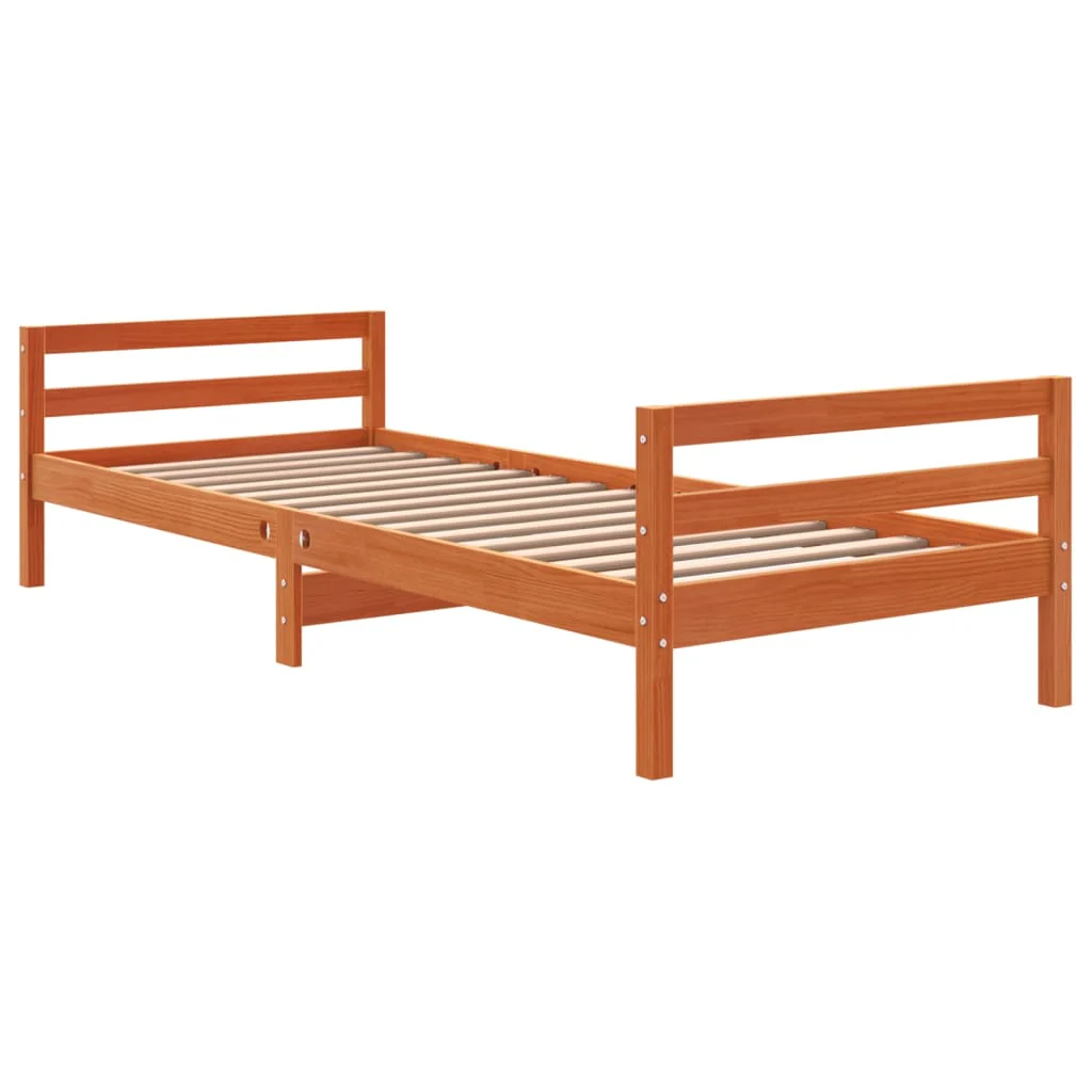 sengeramme uden madras 90x190 cm massivt fyrretræ gyldenbrun - Image 6
