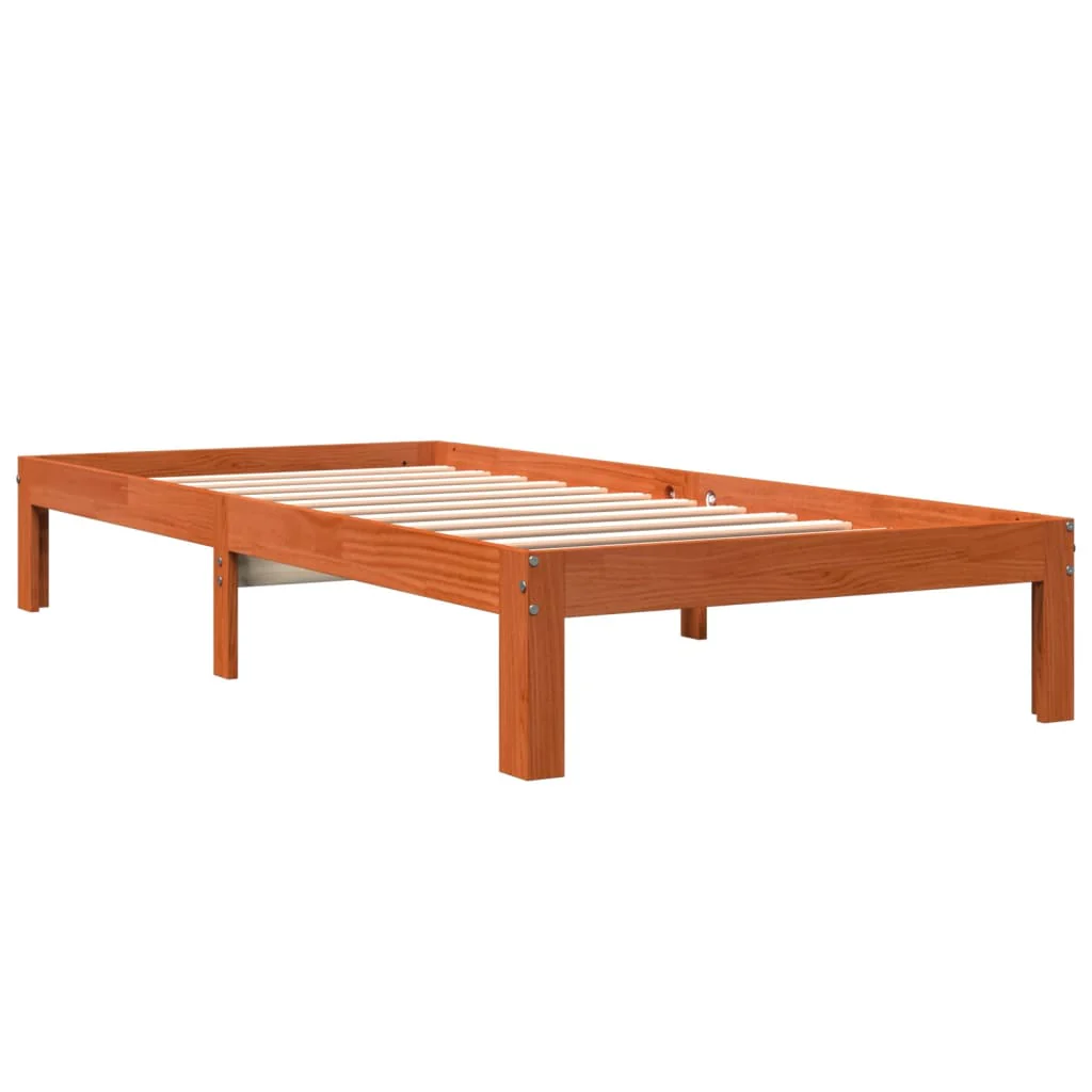 sengeramme uden madras 90x190 cm massivt fyrretræ gyldenbrun - Image 3