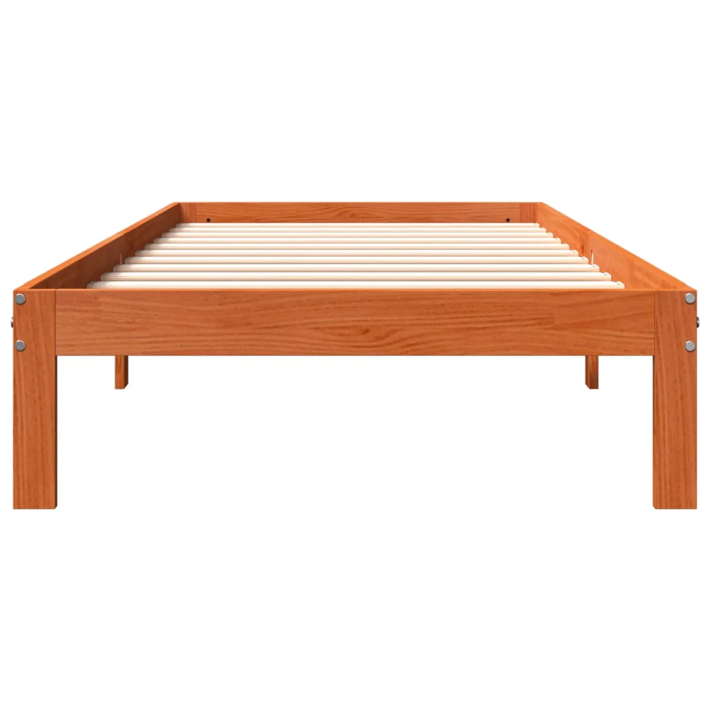sengeramme uden madras 90x190 cm massivt fyrretræ gyldenbrun - Image 4