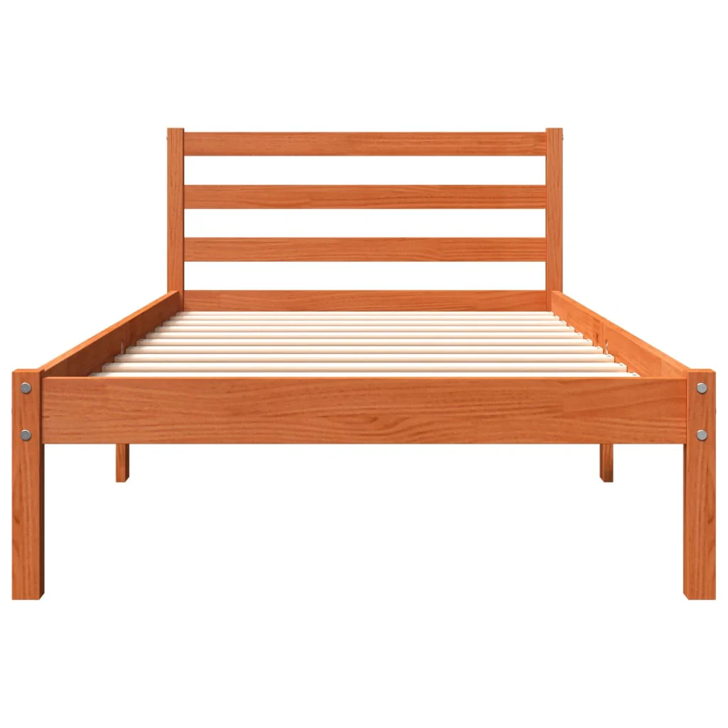 sengeramme uden madras 90x190 cm massivt fyrretræ gyldenbrun - Image 4