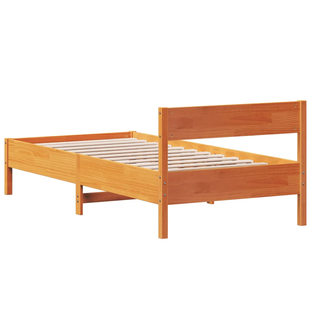 sengeramme uden madras 90x190 cm massivt fyrretræ gyldenbrun - Image 6