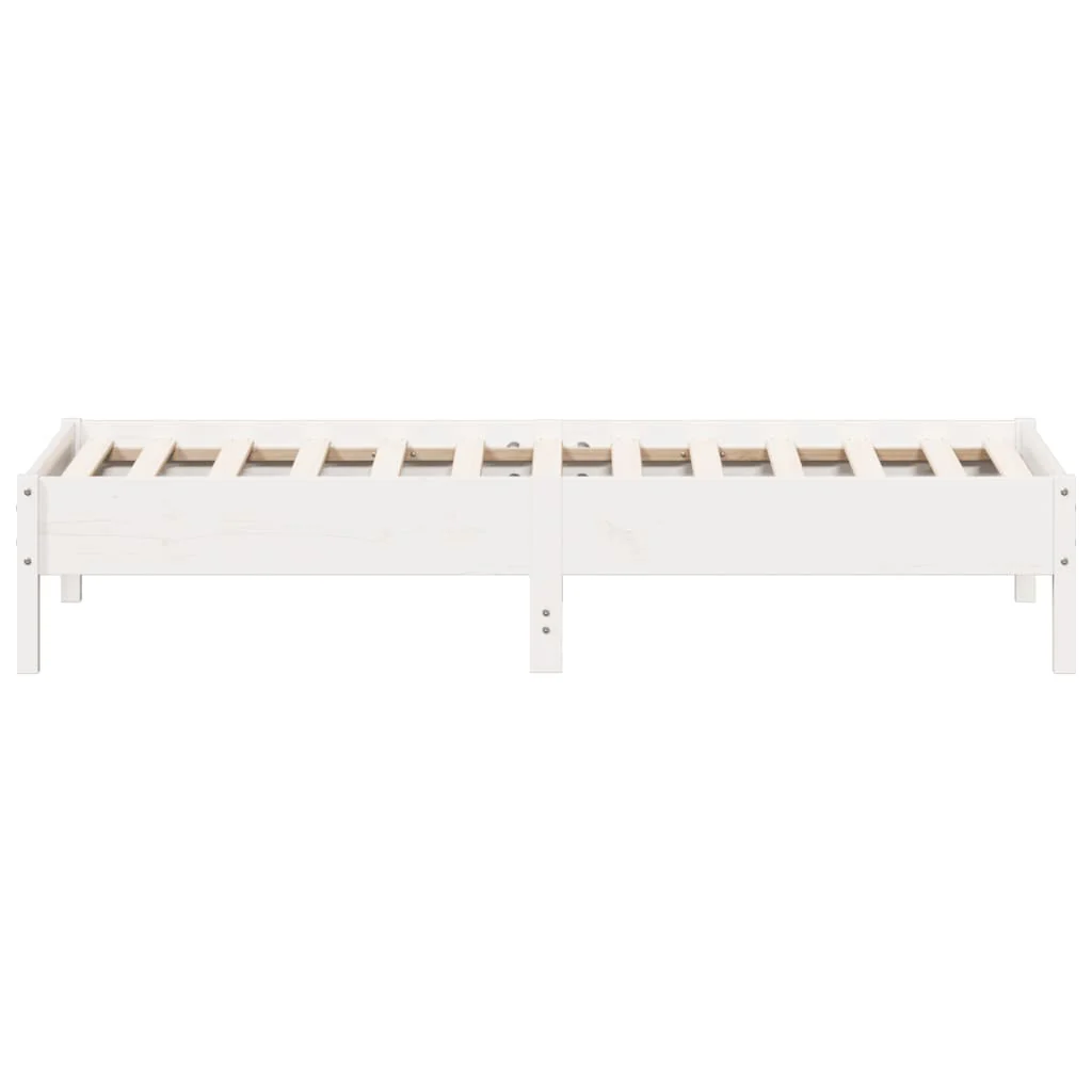 sengeramme uden madras 90x190 cm massivt fyrretræ hvid - Image 5