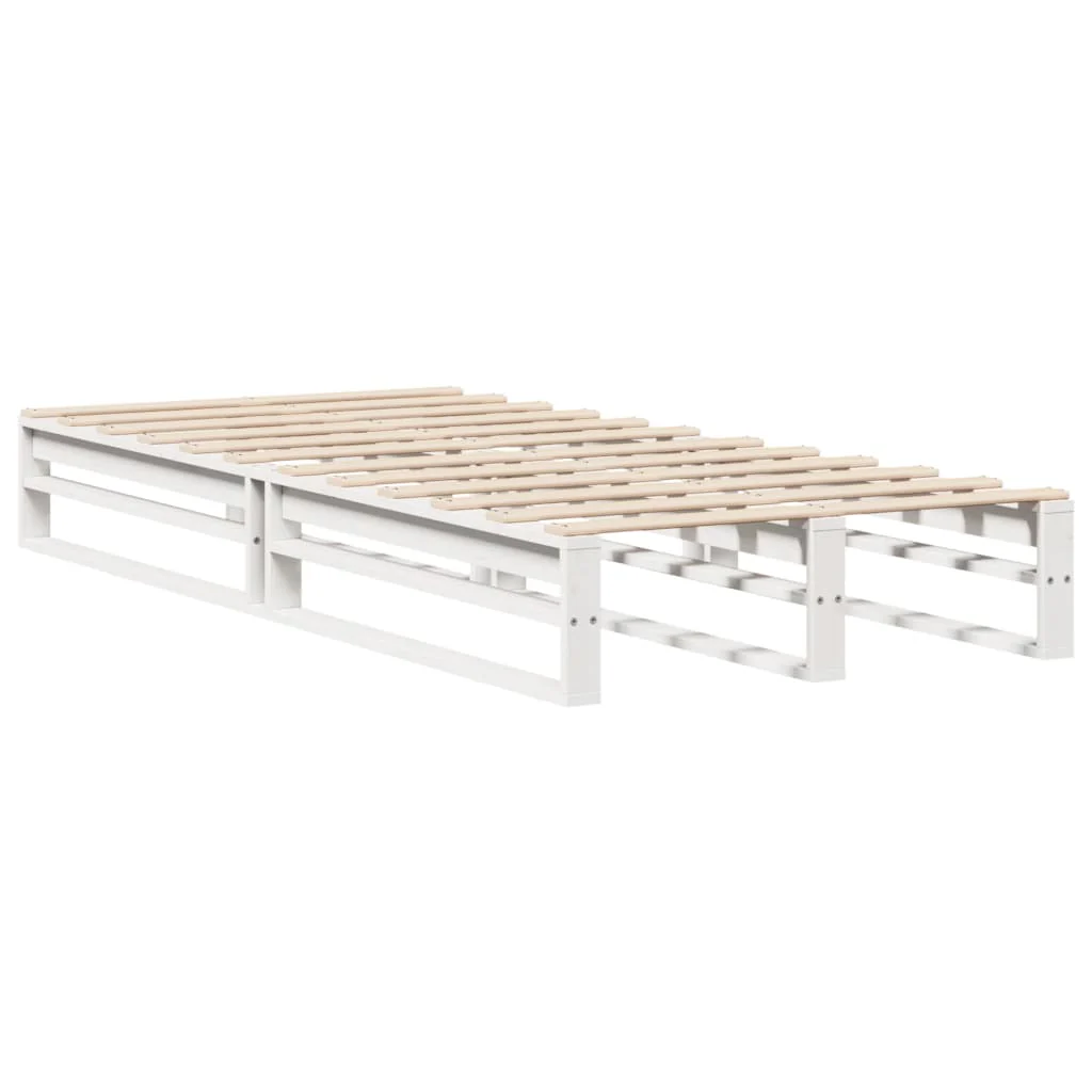sengeramme uden madras 90x190 cm massivt fyrretræ hvid - Image 6