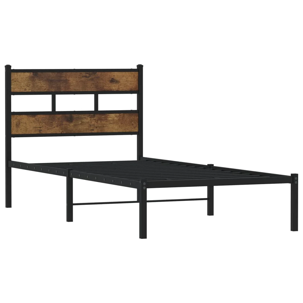sengeramme uden madras 90x190 cm metal røget egetræsfarve - Image 3