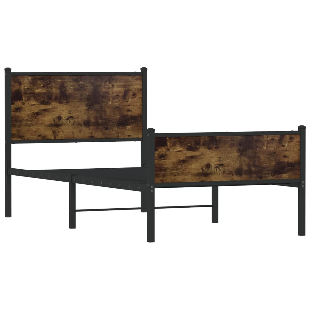 sengeramme uden madras 90x190 cm metal røget egetræsfarve - Image 3