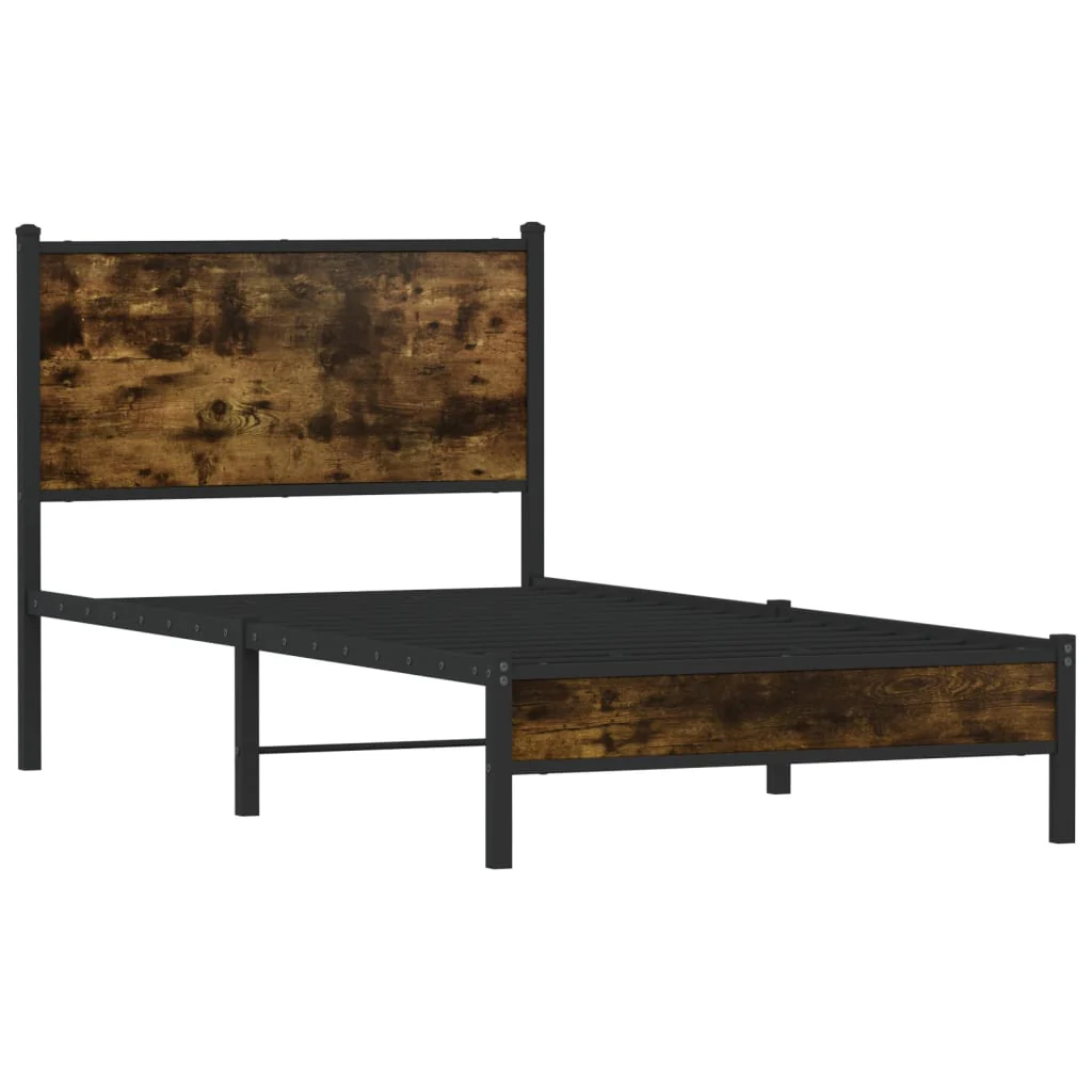 sengeramme uden madras 90x190 cm metal røget egetræsfarve - Image 3