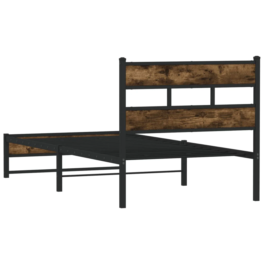 sengeramme uden madras 90x190 cm metal røget egetræsfarve - Image 6