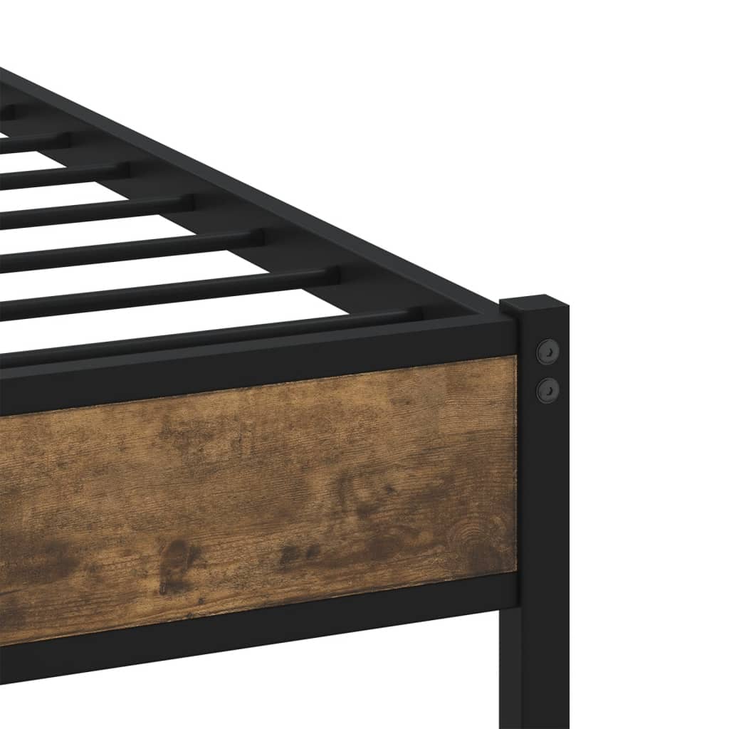 sengeramme uden madras 90x190 cm metal røget egetræsfarve - Image 7
