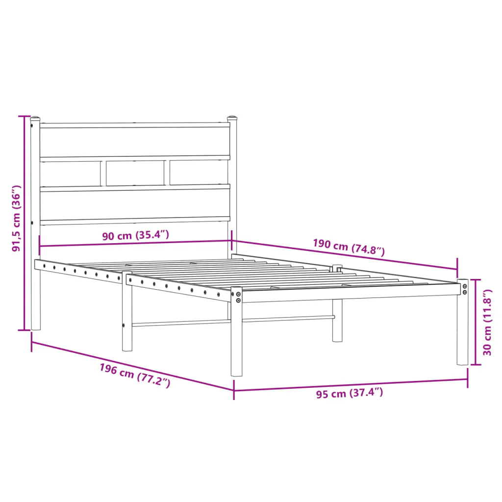 sengeramme uden madras 90x190 cm metal sonoma-eg - Image 8