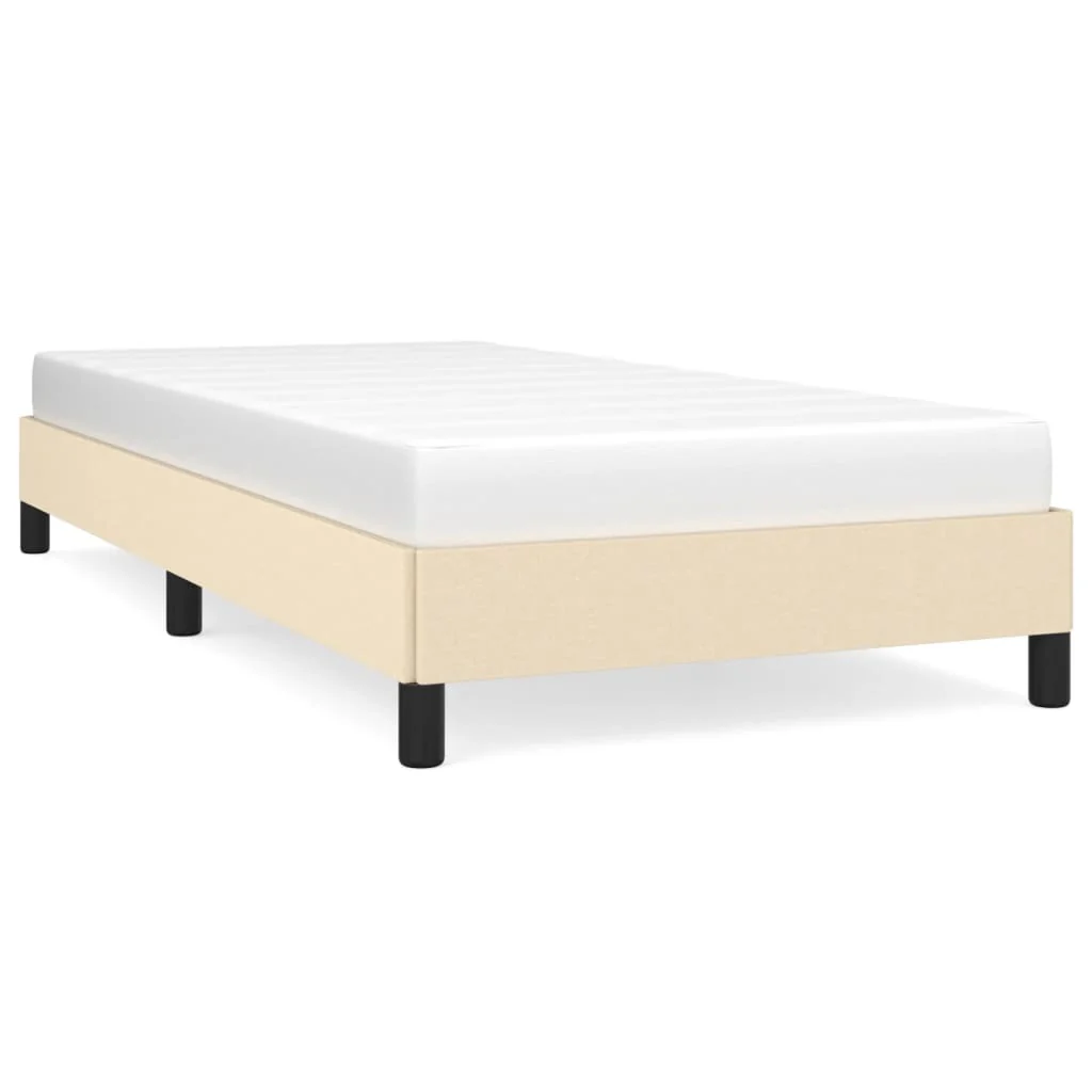 sengeramme uden madras 90x190 cm stof cremefarvet - Image 2