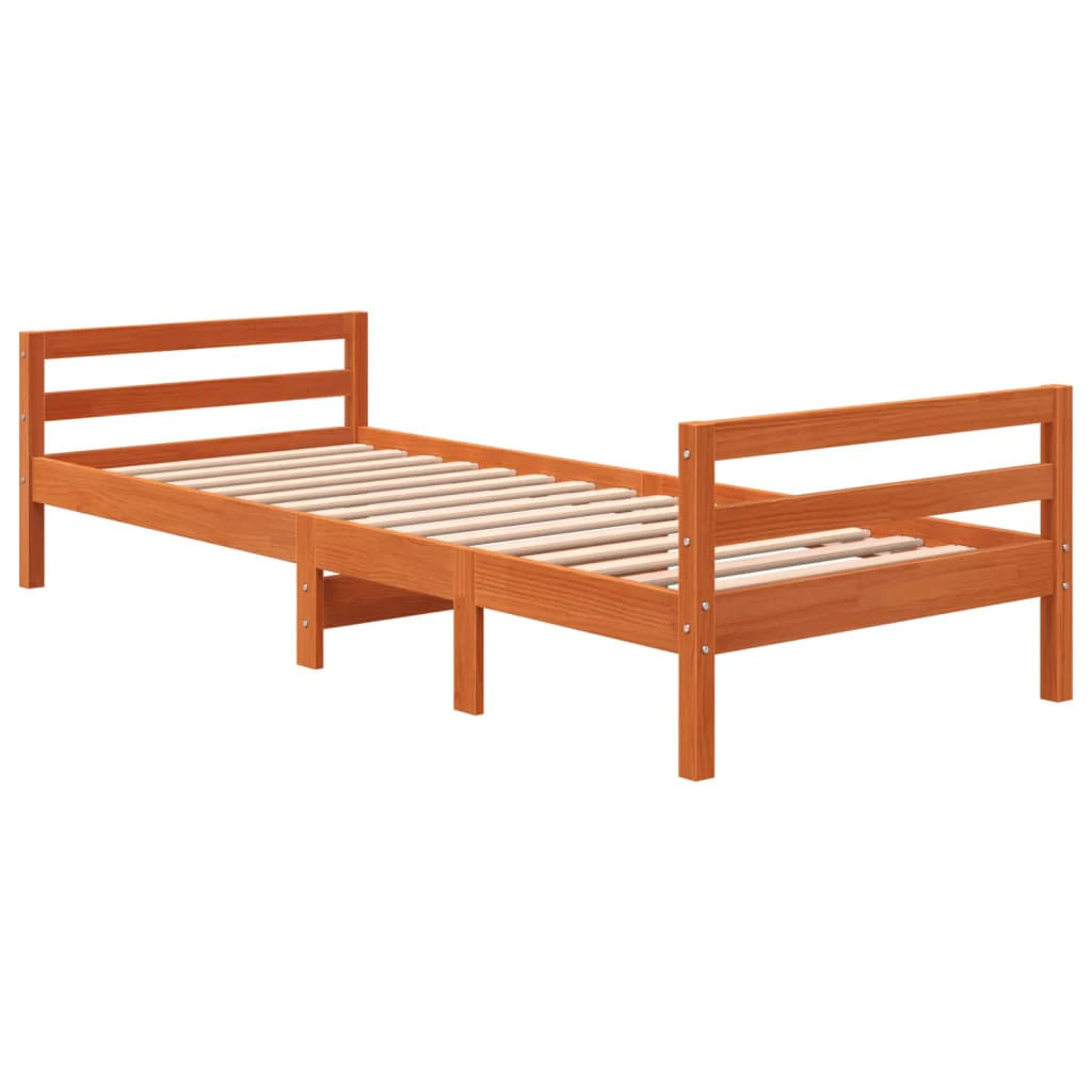 sengeramme uden madras 90x200 cm massivt fyrretræ gyldenbrun - Image 3