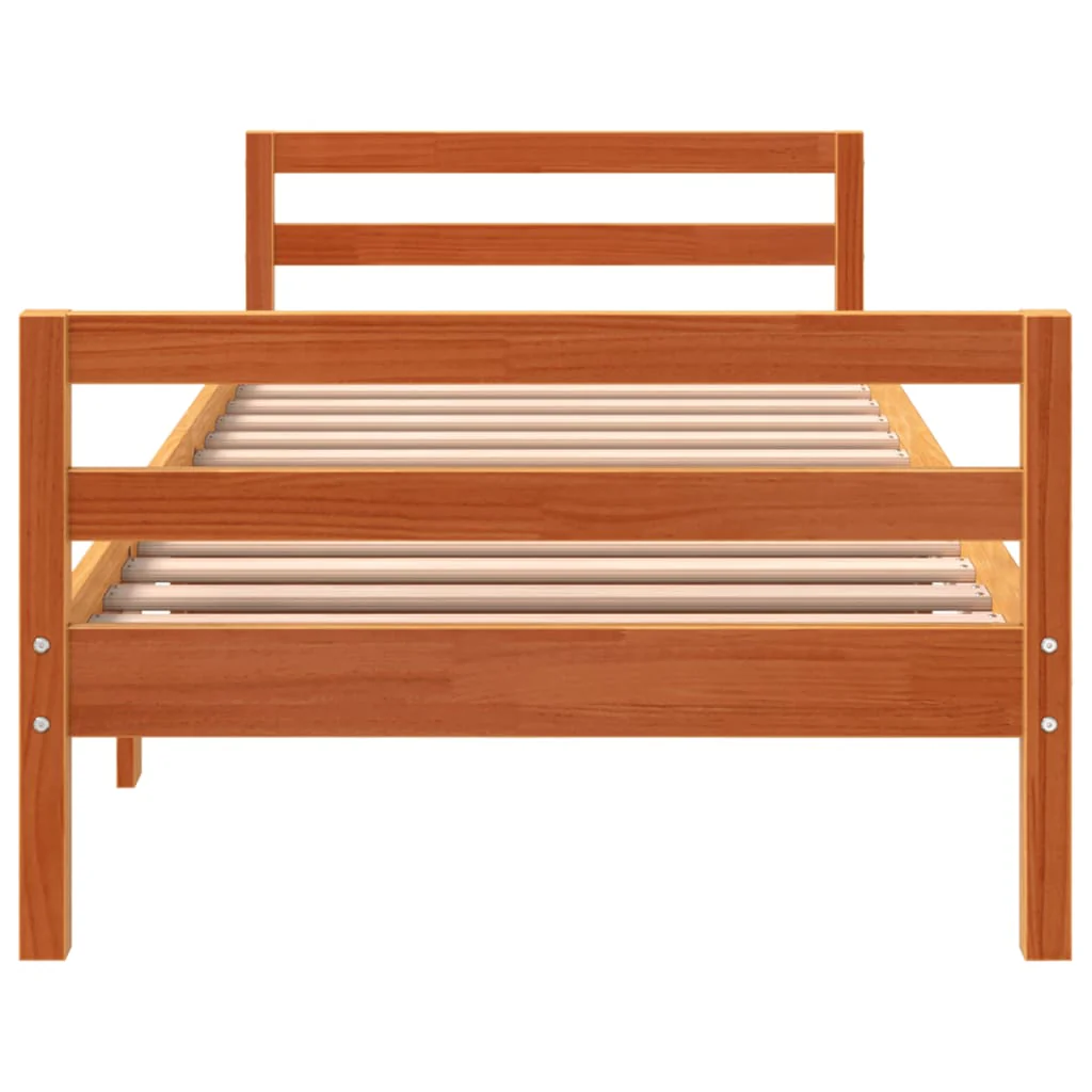 sengeramme uden madras 90x200 cm massivt fyrretræ gyldenbrun - Image 4