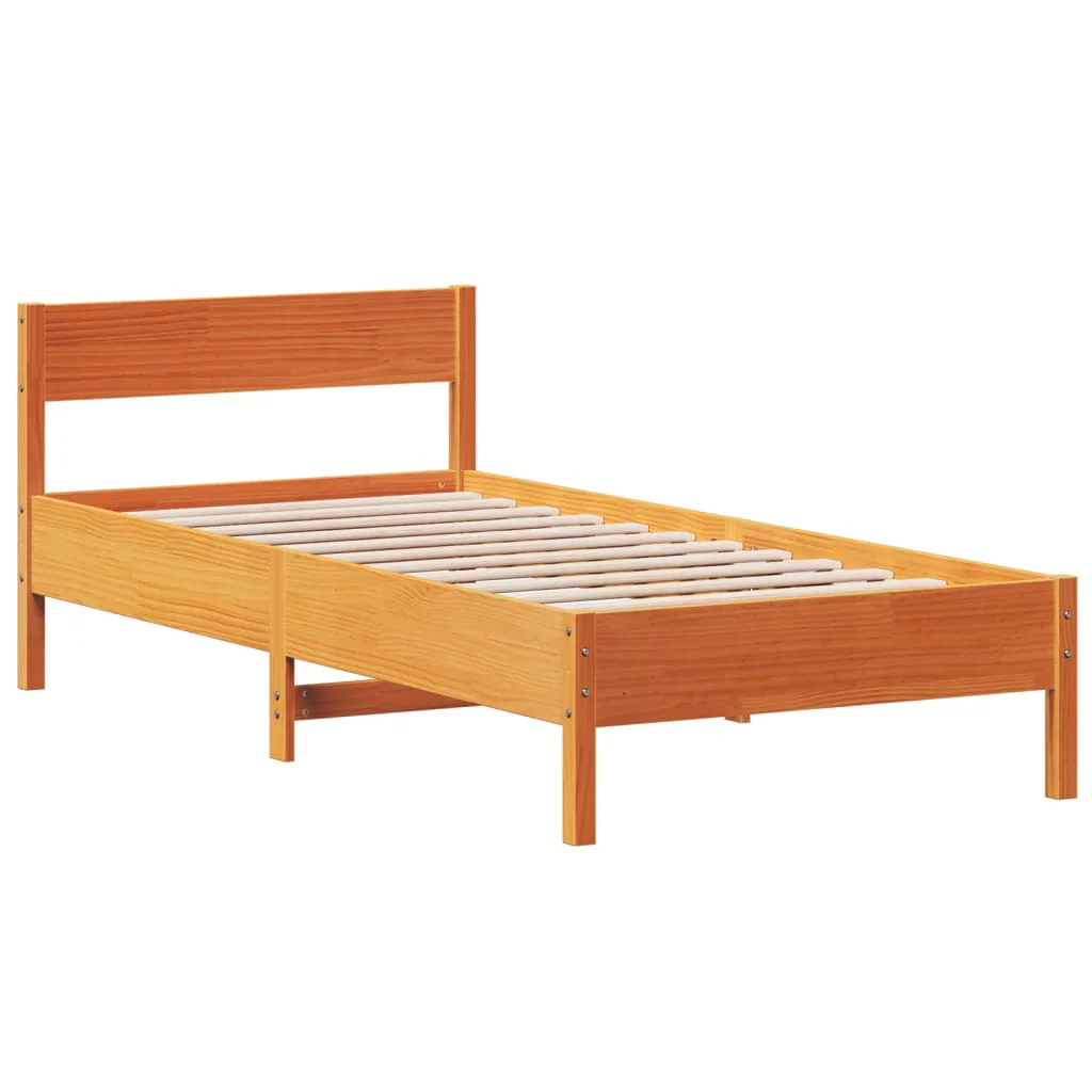 sengeramme uden madras 90x200 cm massivt fyrretræ gyldenbrun - Image 3
