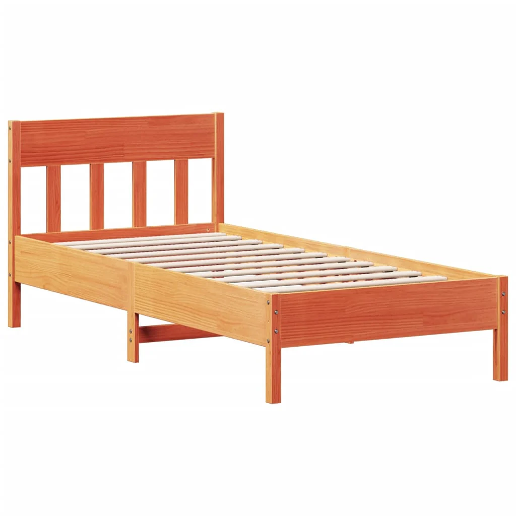 sengeramme uden madras 90x200 cm massivt fyrretræ gyldenbrun - Image 2