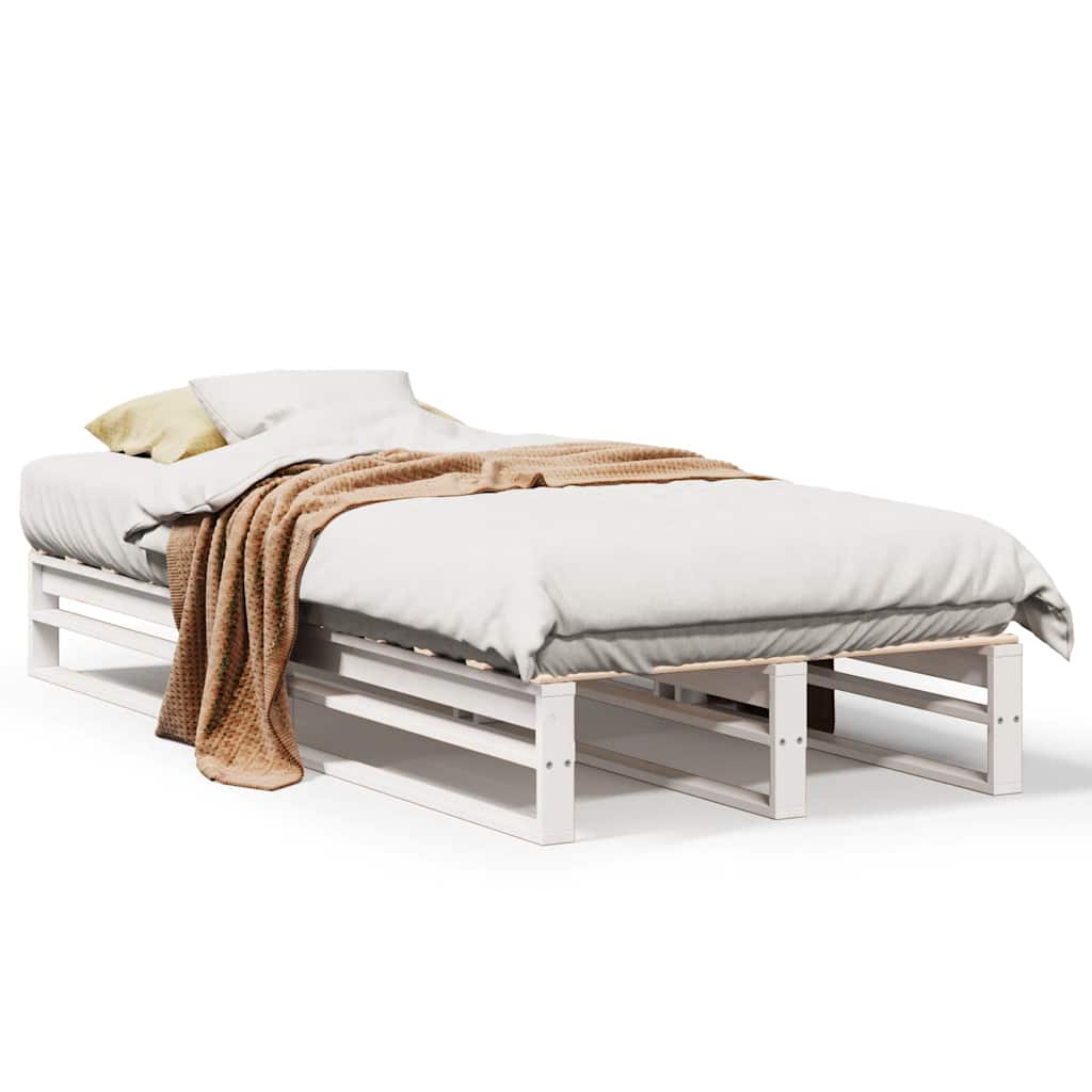 sengeramme uden madras 90x200 cm massivt fyrretræ hvid - Image 2