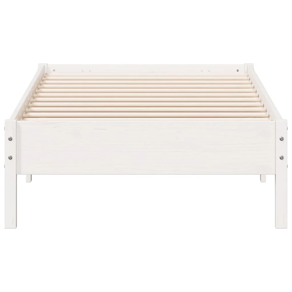 sengeramme uden madras 90x200 cm massivt fyrretræ hvid - Image 4