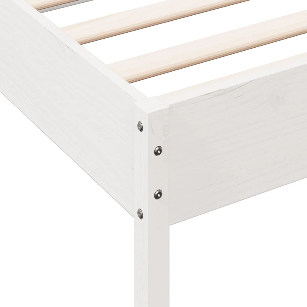 sengeramme uden madras 90x200 cm massivt fyrretræ hvid - Image 7