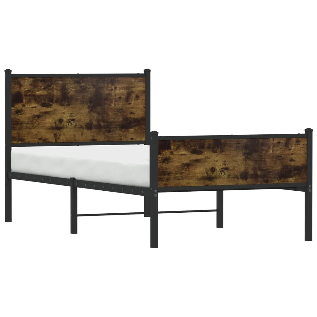 sengeramme uden madras 90x200 cm metal røget egetræsfarve - Image 4