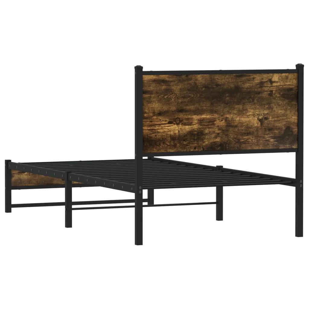 sengeramme uden madras 90x200 cm metal røget egetræsfarve - Image 7