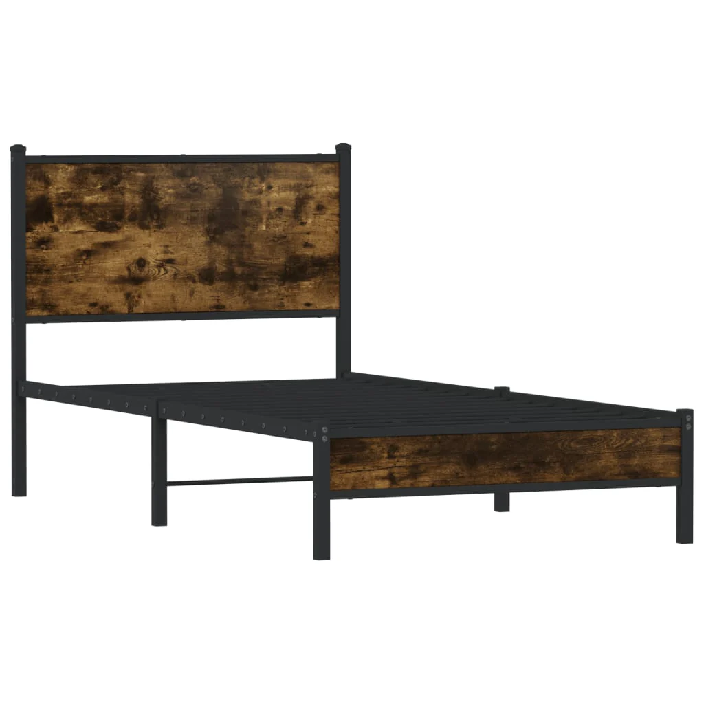 sengeramme uden madras 90x200 cm metal røget egetræsfarve - Image 3