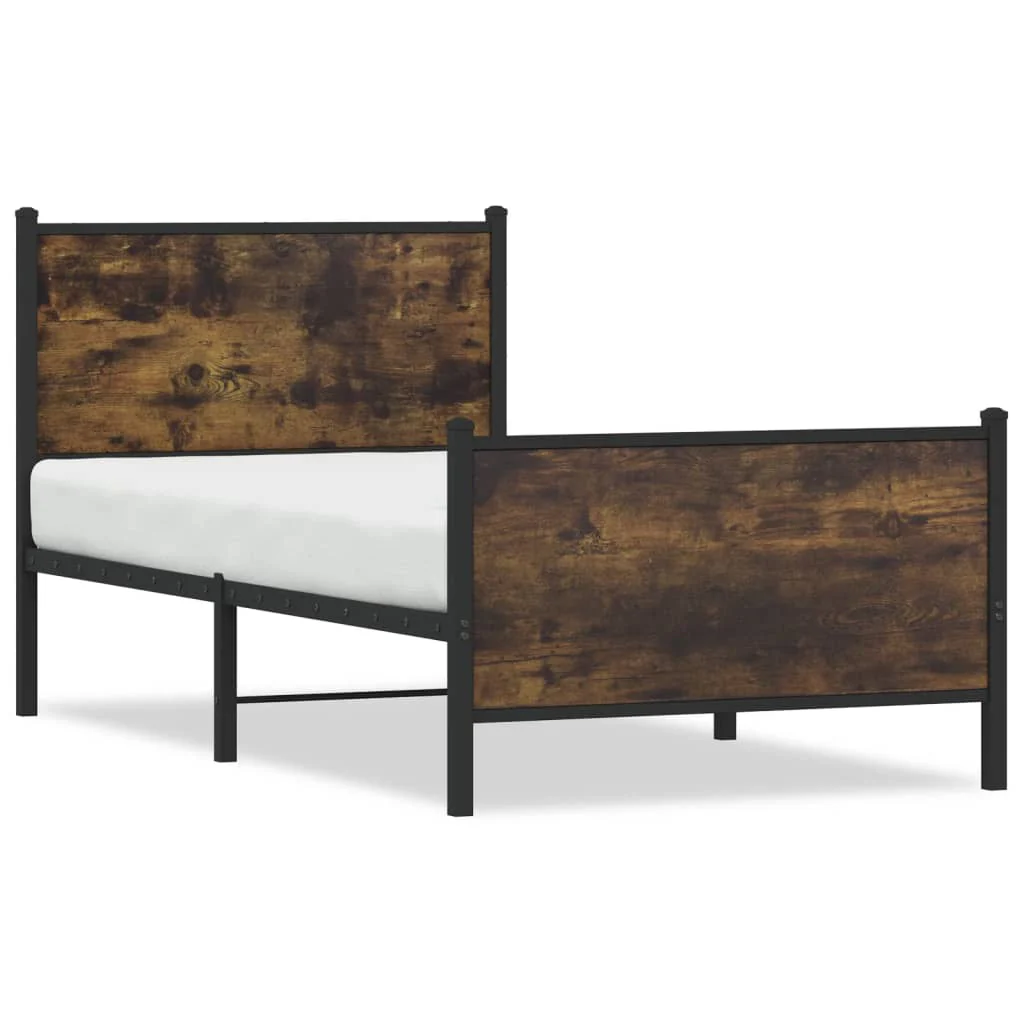 sengeramme uden madras 90x200 cm metal røget egetræsfarve - Image 2