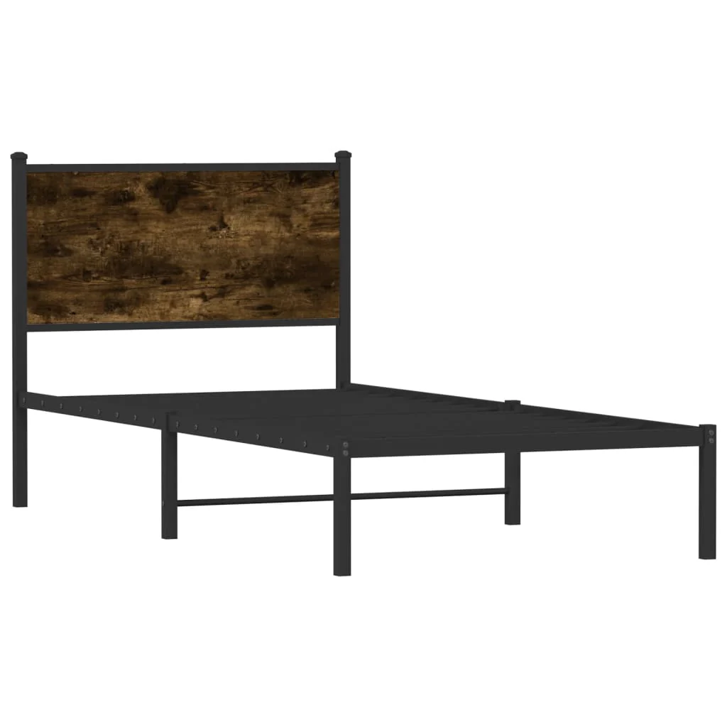 sengeramme uden madras 90x200 cm metal røget egetræsfarve - Image 3