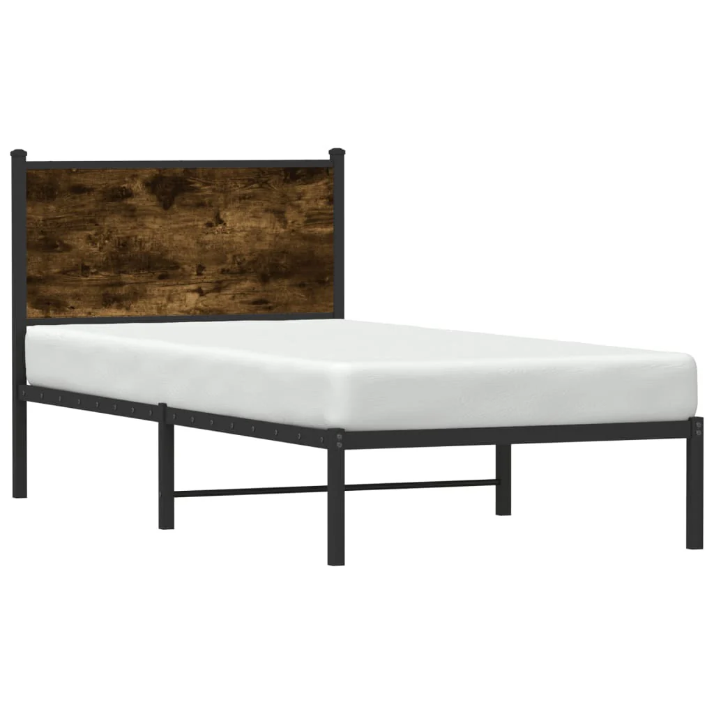 sengeramme uden madras 90x200 cm metal røget egetræsfarve - Image 4