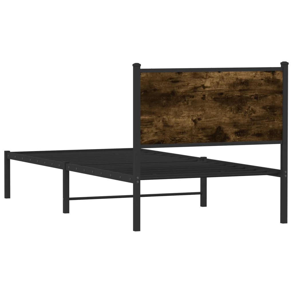 sengeramme uden madras 90x200 cm metal røget egetræsfarve - Image 7