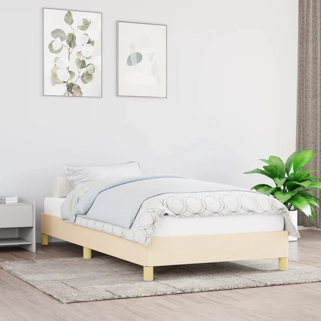 sengeramme uden madras 90x200 cm stof cremefarvet