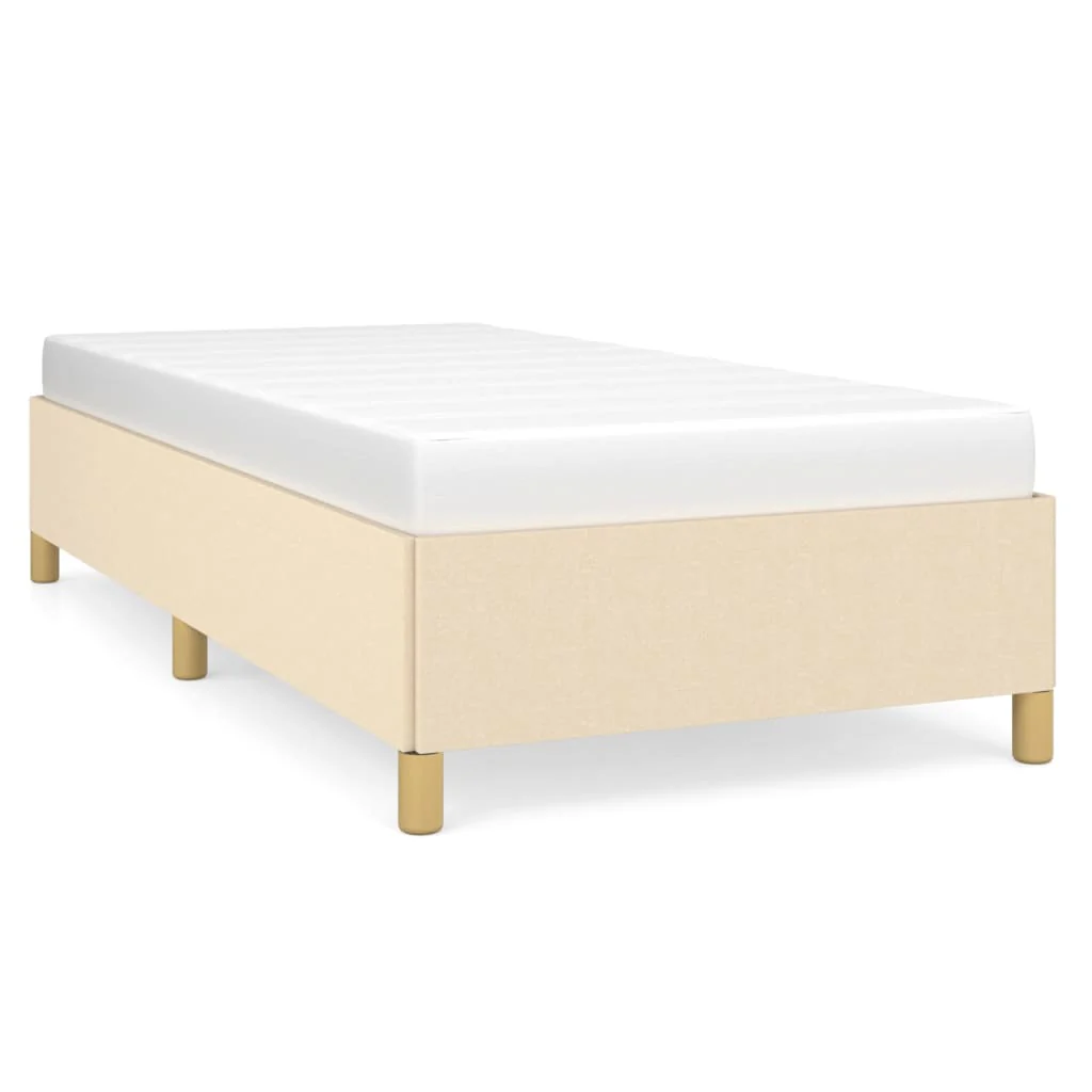 sengeramme uden madras 90x200 cm stof cremefarvet - Image 2