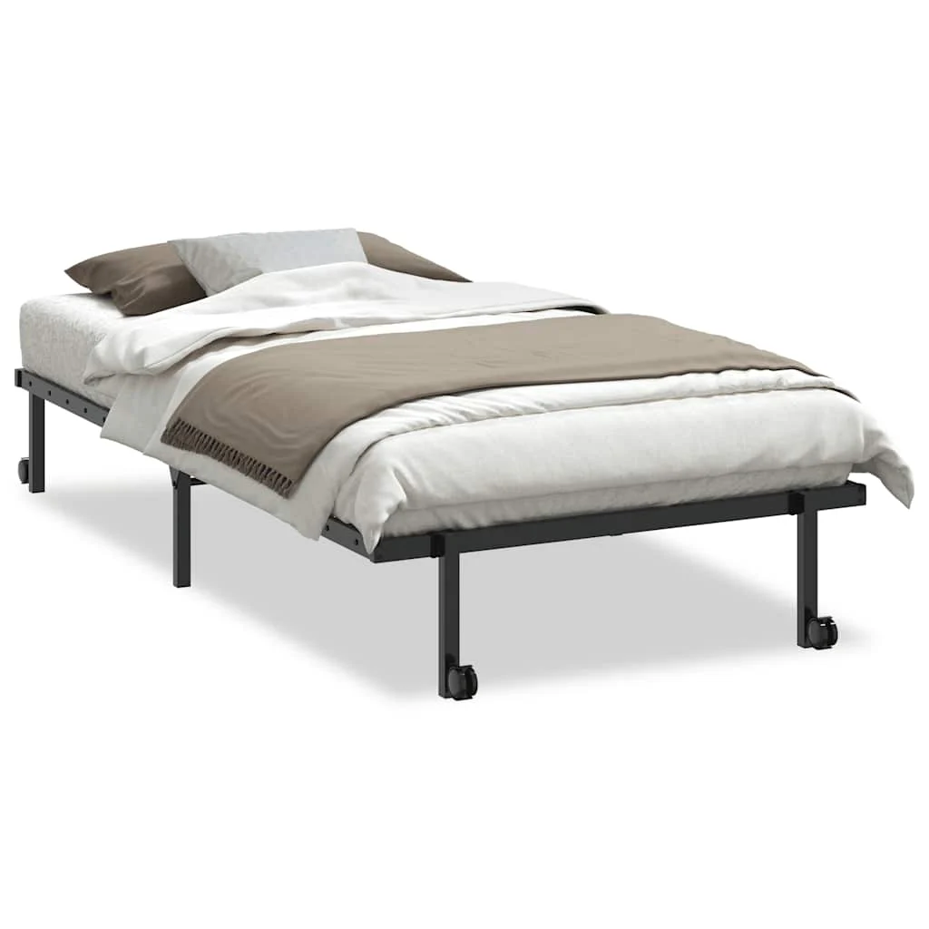 sengeramme uden madras foldbare 100x200 cm stål sort - Image 2